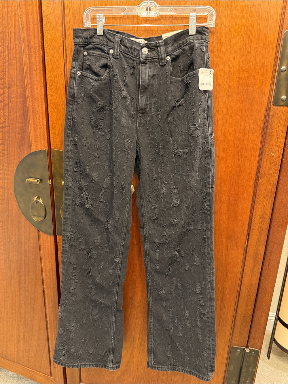 Free People Distressed Black High-Rise Jeans Sz 28 NWT